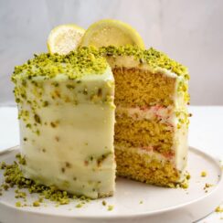 This Lemon Pistachio Cake with lemon frosting is sunshine in every bite—gluten-free and flavor-packed!