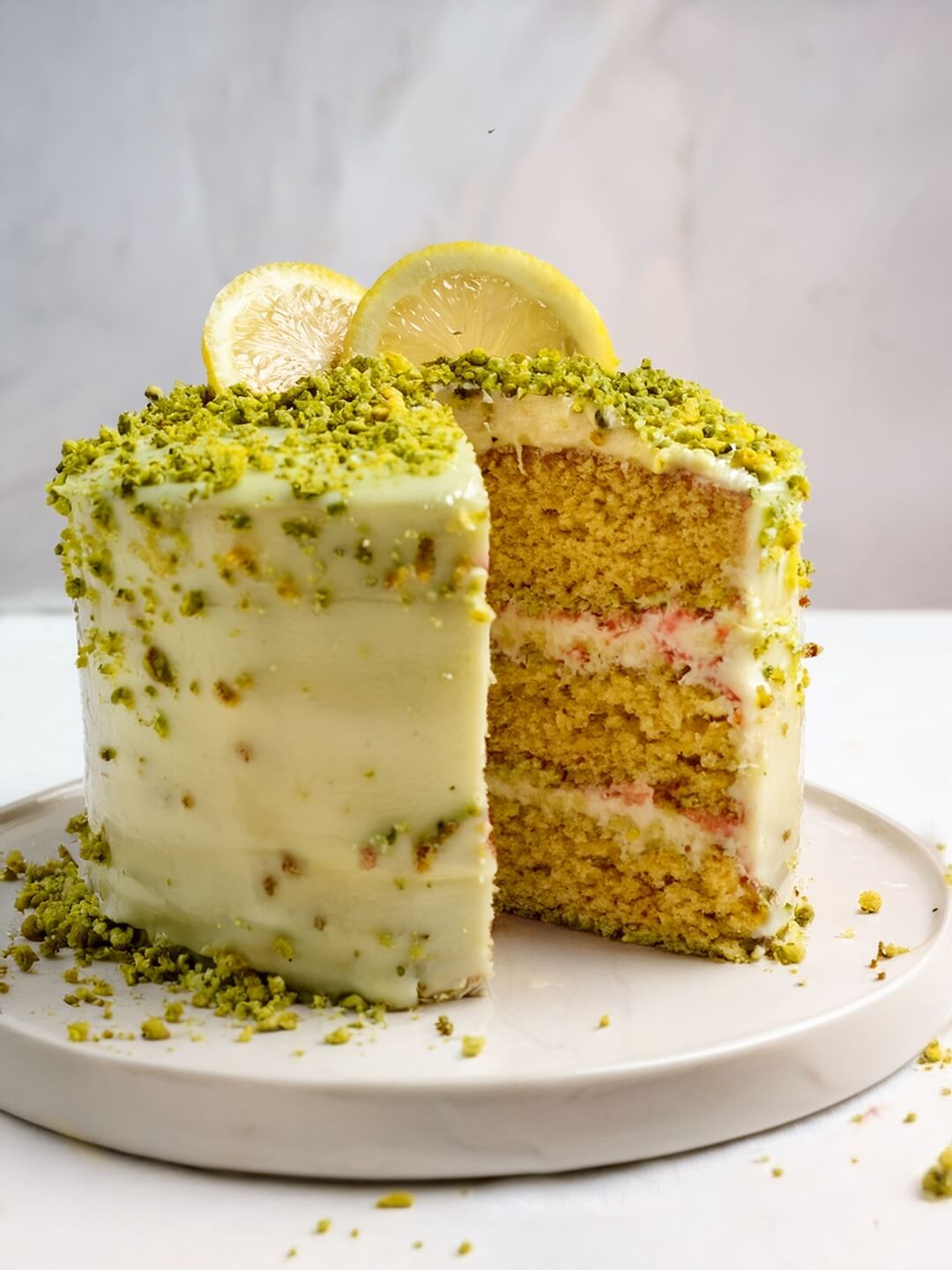 This Lemon Pistachio Cake with lemon frosting is sunshine in every bite—gluten-free and flavor-packed!