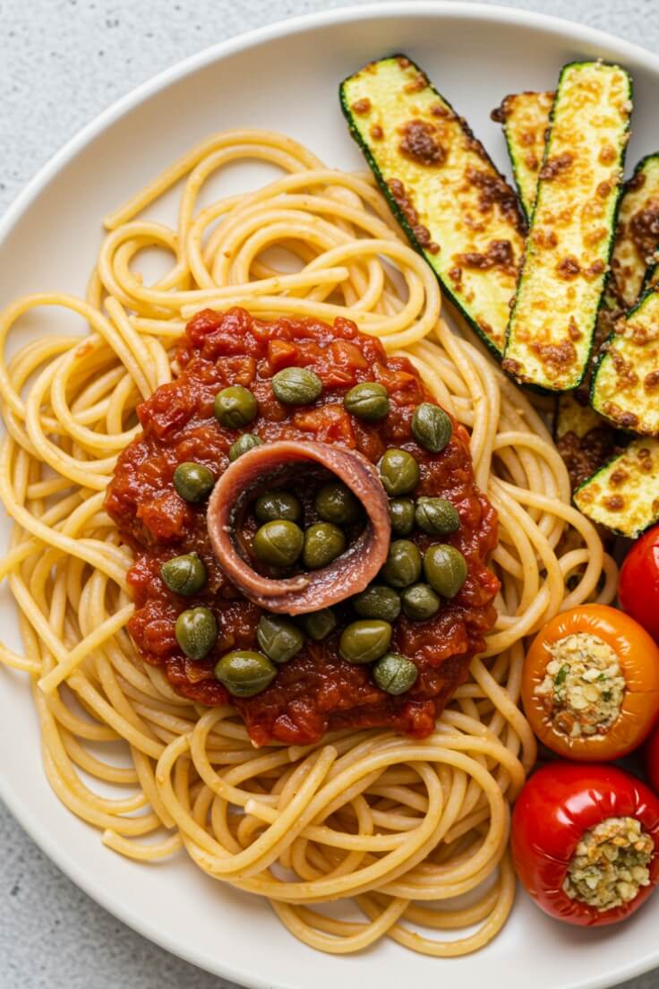 Classic Pasta Puttanesca Recipe with Capers and Anchovies