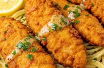 Creamy Lemon Garlic Chicken Tender Scampi Pasta