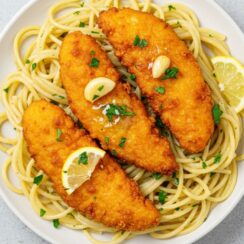 Creamy Lemon Garlic Chicken Tender Scampi Pasta