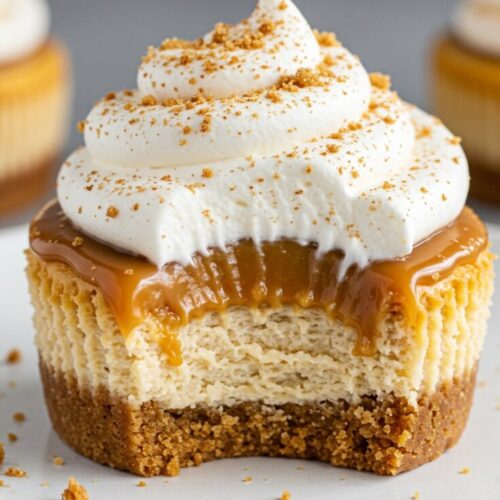 These mini caramel cheesecakes are creamy, bite-sized, and topped with silky golden caramel—ready in just 30 minutes and perfect for parties or indulgent snacking.