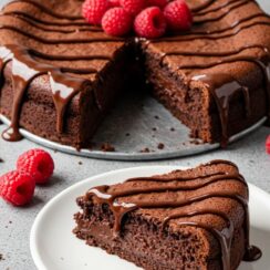 This flourless chocolate cake is decadently rich and fudgy, naturally gluten‑free, and topped with a glossy ganache—simply amazing for any chocolate lover.