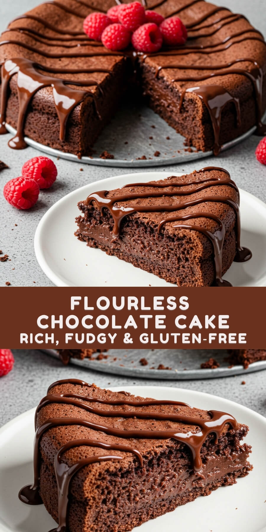 This flourless chocolate cake is decadently rich and fudgy, naturally gluten‑free, and topped with a glossy ganache—simply amazing for any chocolate lover.