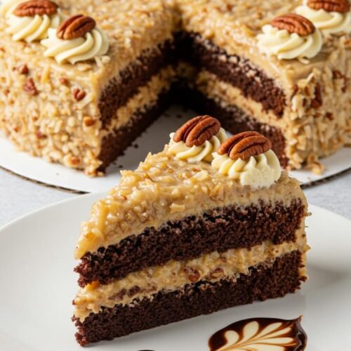 Decadent chocolate layers sandwiched with rich, gooey coconut‑pecan filling—this German chocolate cake is the ultimate celebration dessert with nostalgic, indulgent vibes.