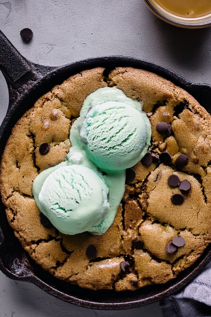 Peanut Butter Chocolate Chip Skillet Cookie is rich, gooey, and packed with melty chocolate and nutty flavor—your new favorite vegan dessert in one skillet! 🍪🍫