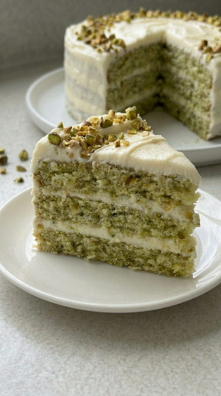 Pistachio Cake with Cream Cheese Frosting – Moist & Delicious