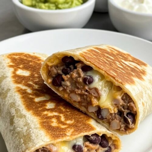 Bean and Cheese Burritos are a quick, comforting classic—loaded with creamy refried beans, melted cheese, and all your favorite toppings for the perfect bite! 🌯🧀🥑