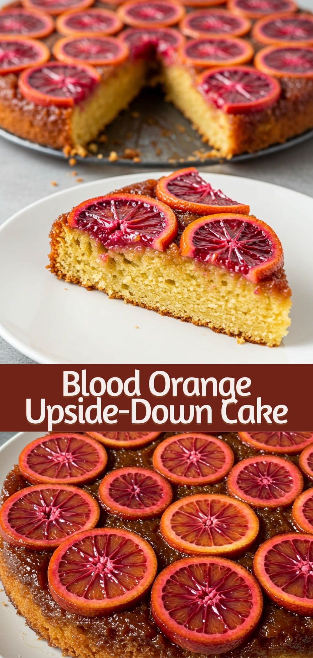 This Blood Orange Upside-Down Cake is a stunning showstopper! Juicy citrus, almond, and olive oil come together in every vibrant, buttery slice