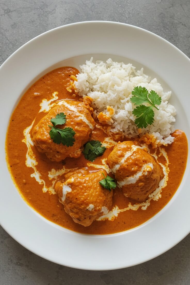 Butter Chicken is a creamy, spiced classic with tender marinated chicken, aromatic spices, and a velvety tomato-cream sauce that’s perfect with rice or naan.