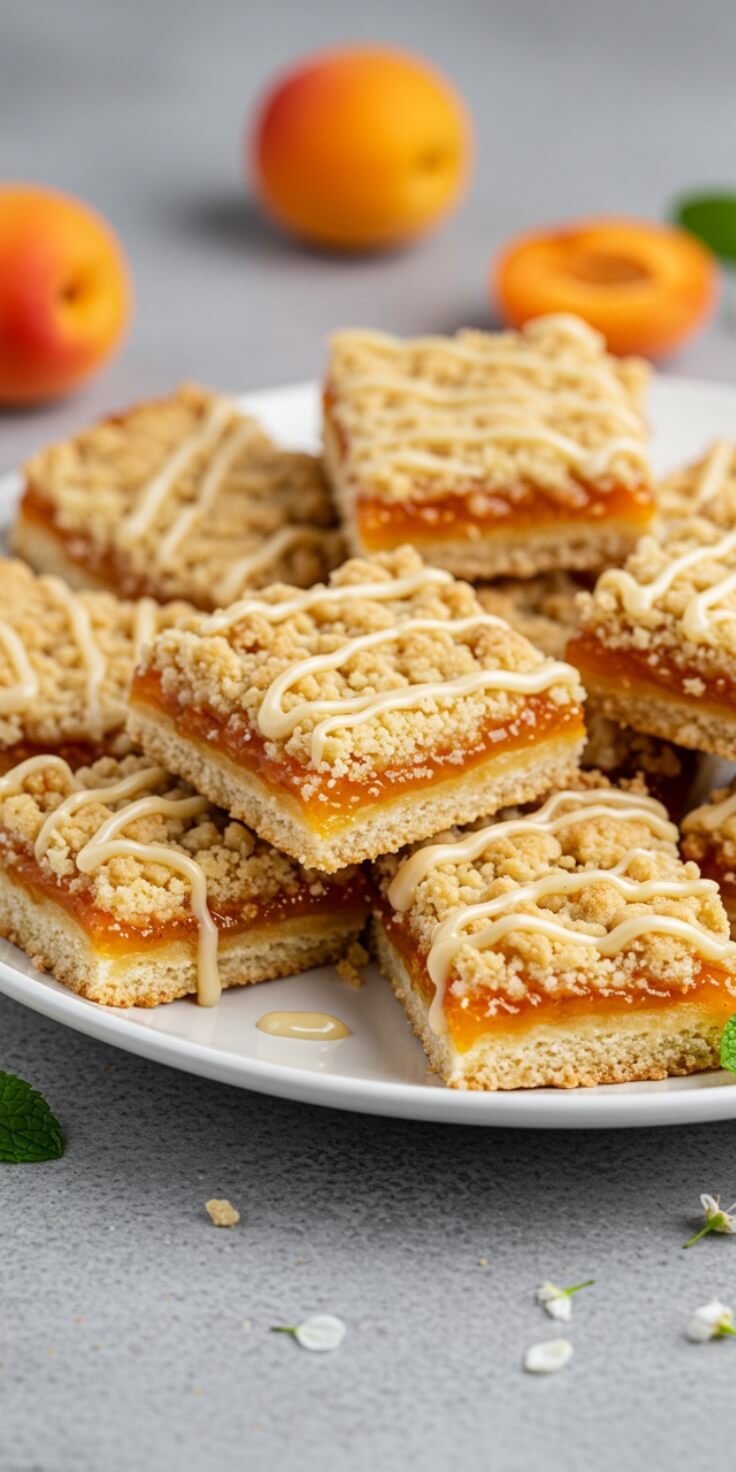 Buttery shortbread layered with golden apricot jam—these bars are sweet, tangy, and totally irresistible for tea time or dessert! 🍑🍪