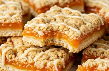 Buttery shortbread layered with golden apricot jam—these bars are sweet, tangy, and totally irresistible for tea time or dessert! 🍑🍪