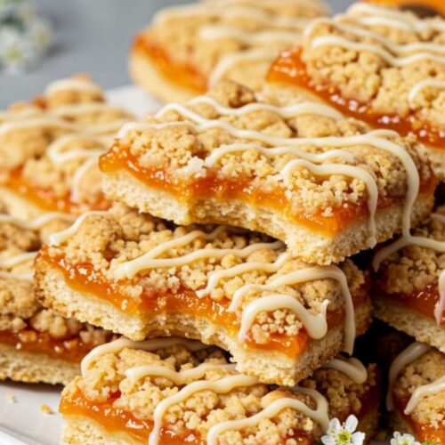 Buttery shortbread layered with golden apricot jam—these bars are sweet, tangy, and totally irresistible for tea time or dessert! 🍑🍪