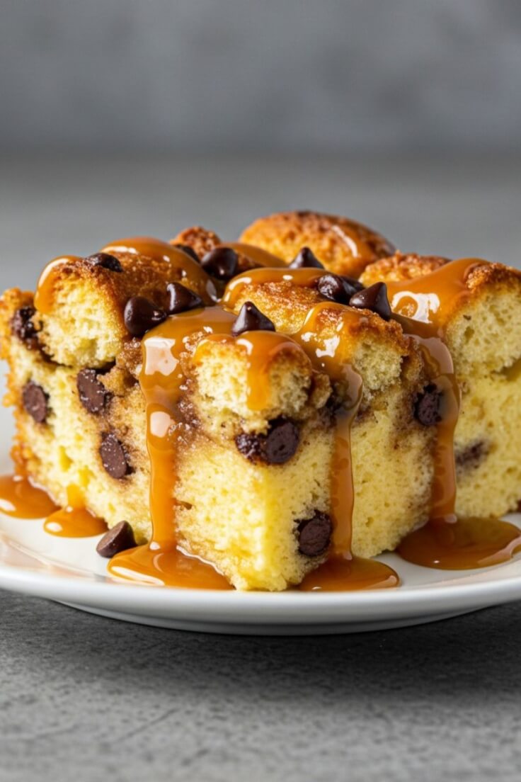 Chocolate Chip Bread Pudding is warm, rich, and comforting—soft custard-soaked bread studded with melty chocolate chips and baked to golden perfection!
