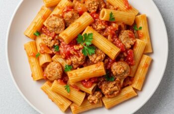 This creamy Sausage Rigatoni is packed with flavor—Italian sausage, garlic, and a rich tomato blend make it the perfect weeknight dinner.