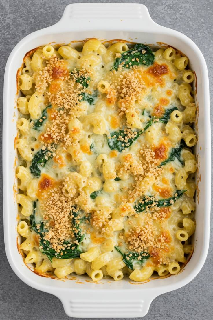 Healthy Mac and Cheese just got a glow-up! Packed with creamy cheddar, baby spinach, and a crispy breadcrumb topping—this cozy classic is lightened up and absolutely delicious!