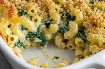 Healthy Mac and Cheese just got a glow-up! Packed with creamy cheddar, baby spinach, and a crispy breadcrumb topping—this cozy classic is lightened up and absolutely delicious!