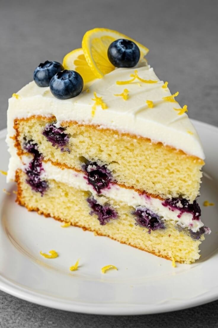 The Lemon Blueberry Cake bursts with citrusy zest, juicy berries, and a rich cream cheese frosting, making it the perfect fruity dessert for any occasion.