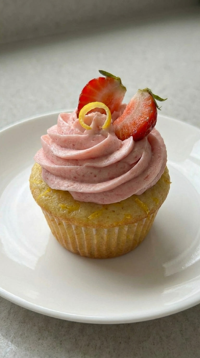 Lemon Cupcakes with Strawberry Filling