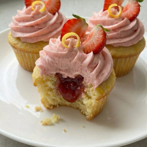 Lemon Cupcakes with Strawberry Filling