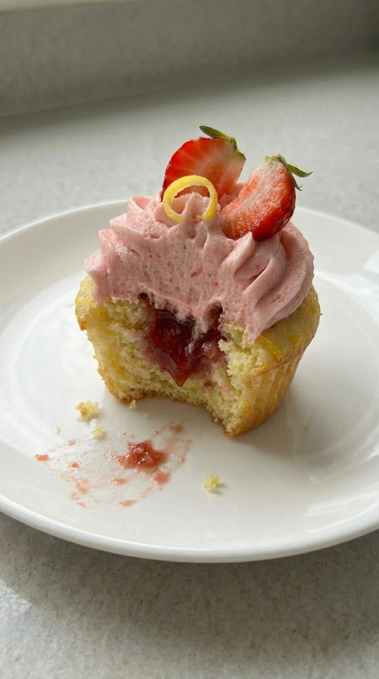 Lemon Cupcakes with Strawberry Filling