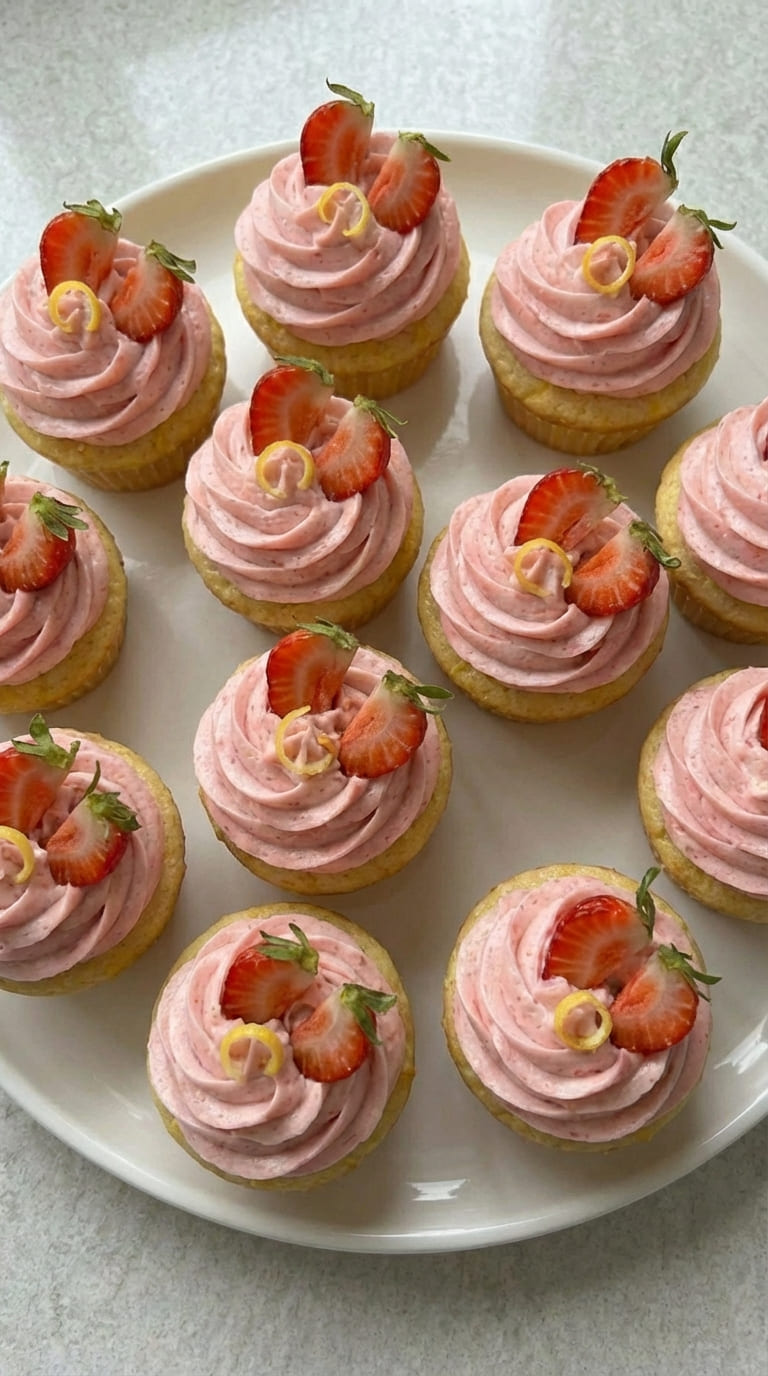Lemon Cupcakes with Strawberry Filling