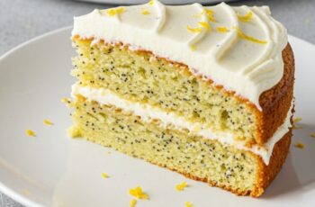 Moist and packed with citrusy poppy seed goodness, this cake is crowned with a smooth cream cheese frosting that melts in your mouth.