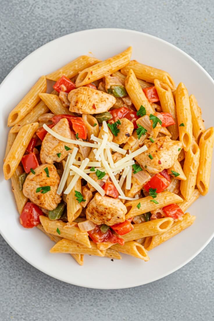 One Pot Cajun Chicken Pasta is creamy, spicy, and packed with flavor! Juicy chicken, smoky peppers, and penne come together in one pot for an easy weeknight win!