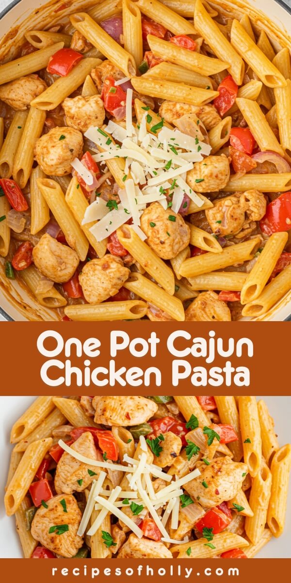 One Pot Cajun Chicken Pasta is creamy, spicy, and packed with flavor! Juicy chicken, smoky peppers, and penne come together in one pot for an easy weeknight win!