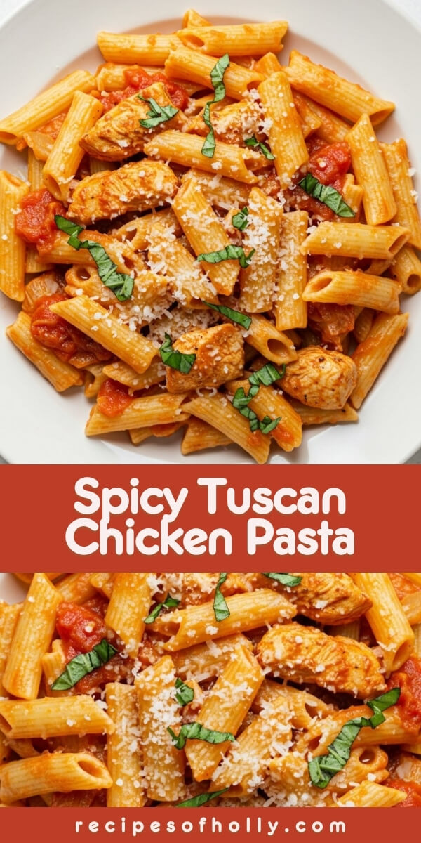 Spicy Tuscan Chicken Pasta is bold, creamy, and packed with heat, sun-dried tomatoes, and Italian flair in every bite. Weeknight comfort food with a kick!