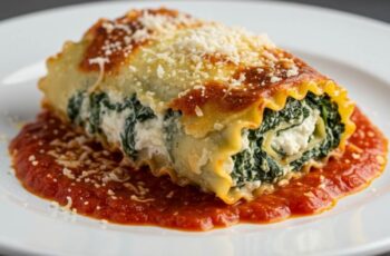 Spinach Lasagna Roll Ups are a delicious twist on classic lasagna with creamy ricotta, fresh spinach, and gooey cheese rolled inside tender noodles. Perfect for a cozy dinner!