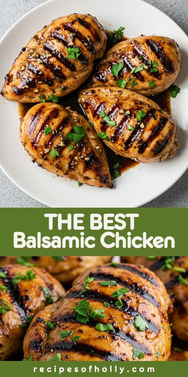Balsamic Chicken marinated in tangy vinegar, garlic, herbs, and Dijon for a juicy, savory dish that’s full of flavor and perfect for any dinner table!