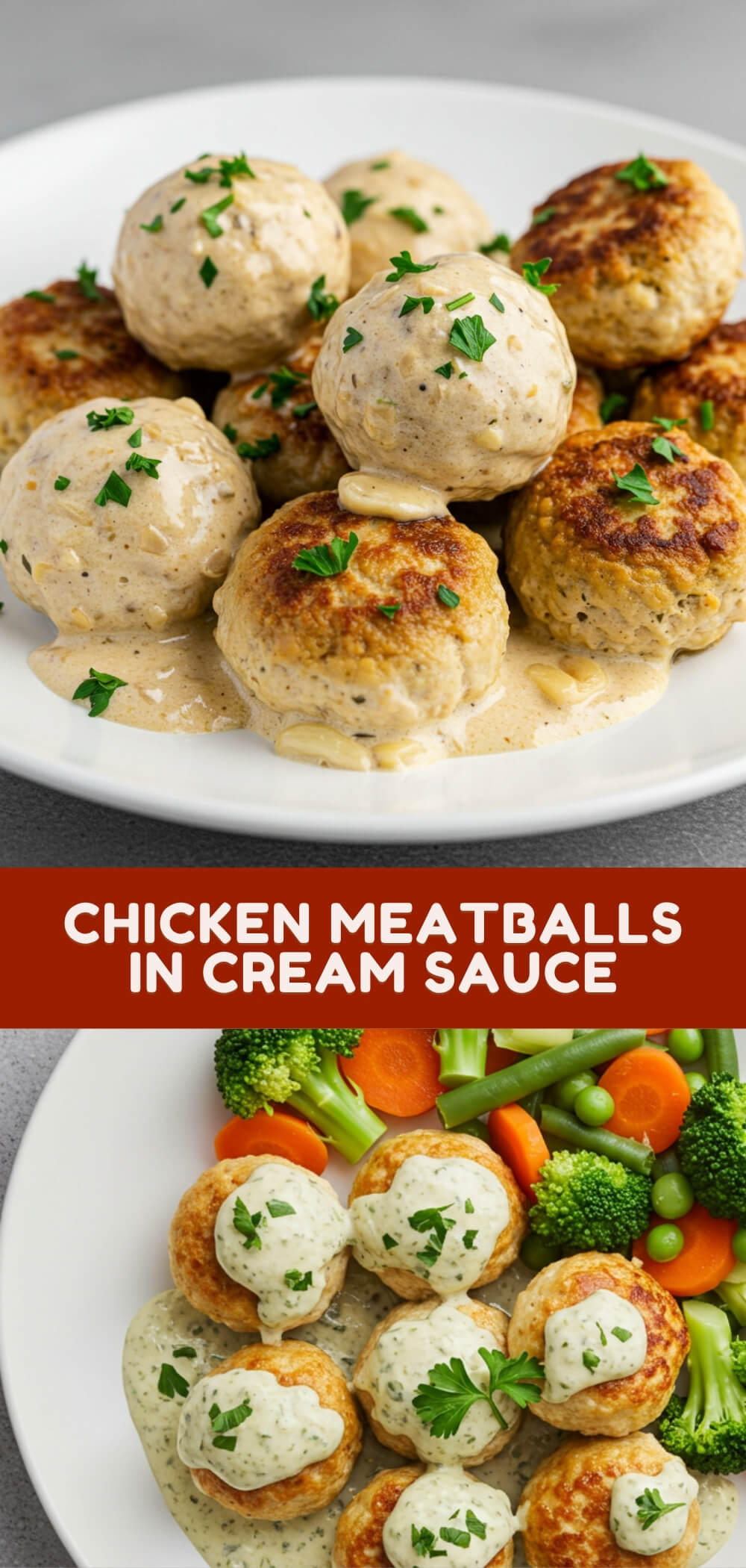 Juicy chicken meatballs simmered in a creamy parmesan-garlic sauce—comfort food perfection in every bite!