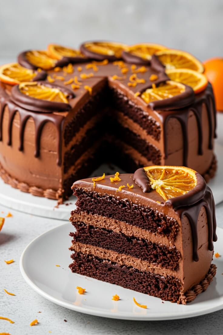 Zesty orange and rich chocolate swirl together in this ultra-moist cake topped with citrus-kissed chocolate frosting—bold, bright, and irresistible