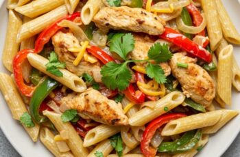 Smoky, creamy, and spicy—this chicken fajita pasta brings together bold Tex-Mex flavor in one dreamy, cheesy skillet!