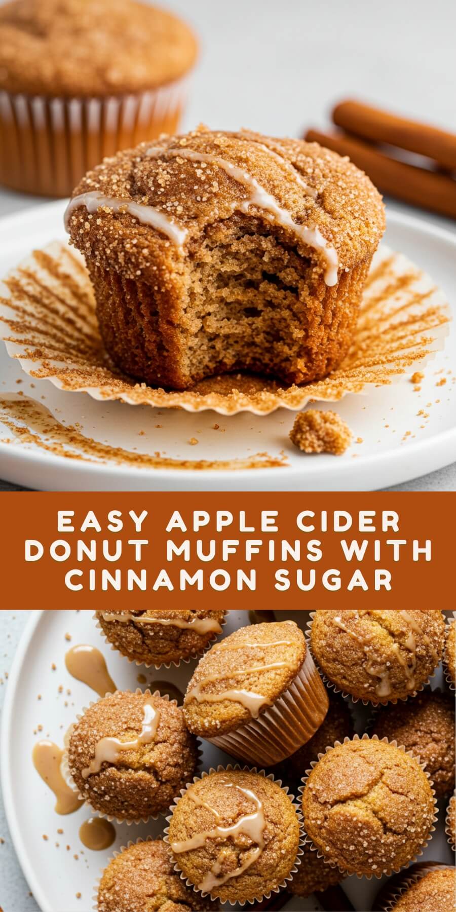 Easy Apple Cider Donut Muffins with Cinnamon Sugar