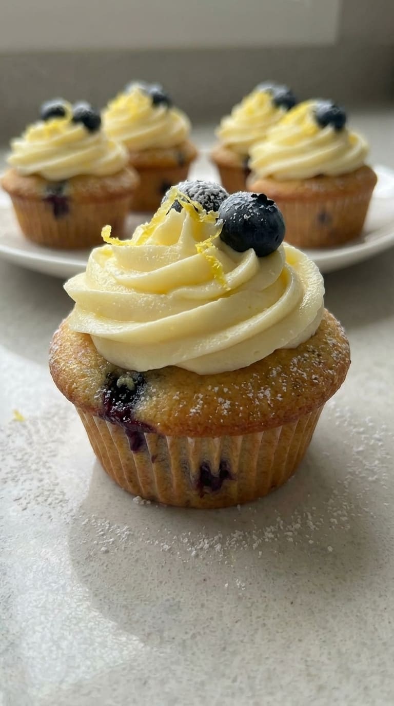 Bakery-Style Lemon Blueberry Cupcakes at Home
