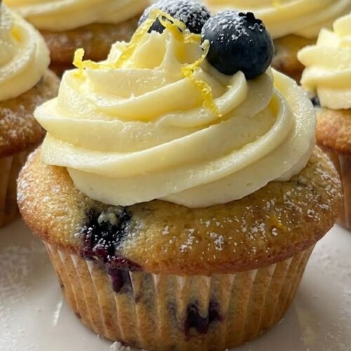 Bakery-Style Lemon Blueberry Cupcakes at Home