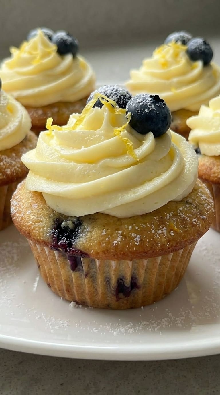 Bakery-Style Lemon Blueberry Cupcakes at Home