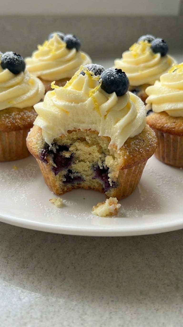 Bakery-Style Lemon Blueberry Cupcakes at Home