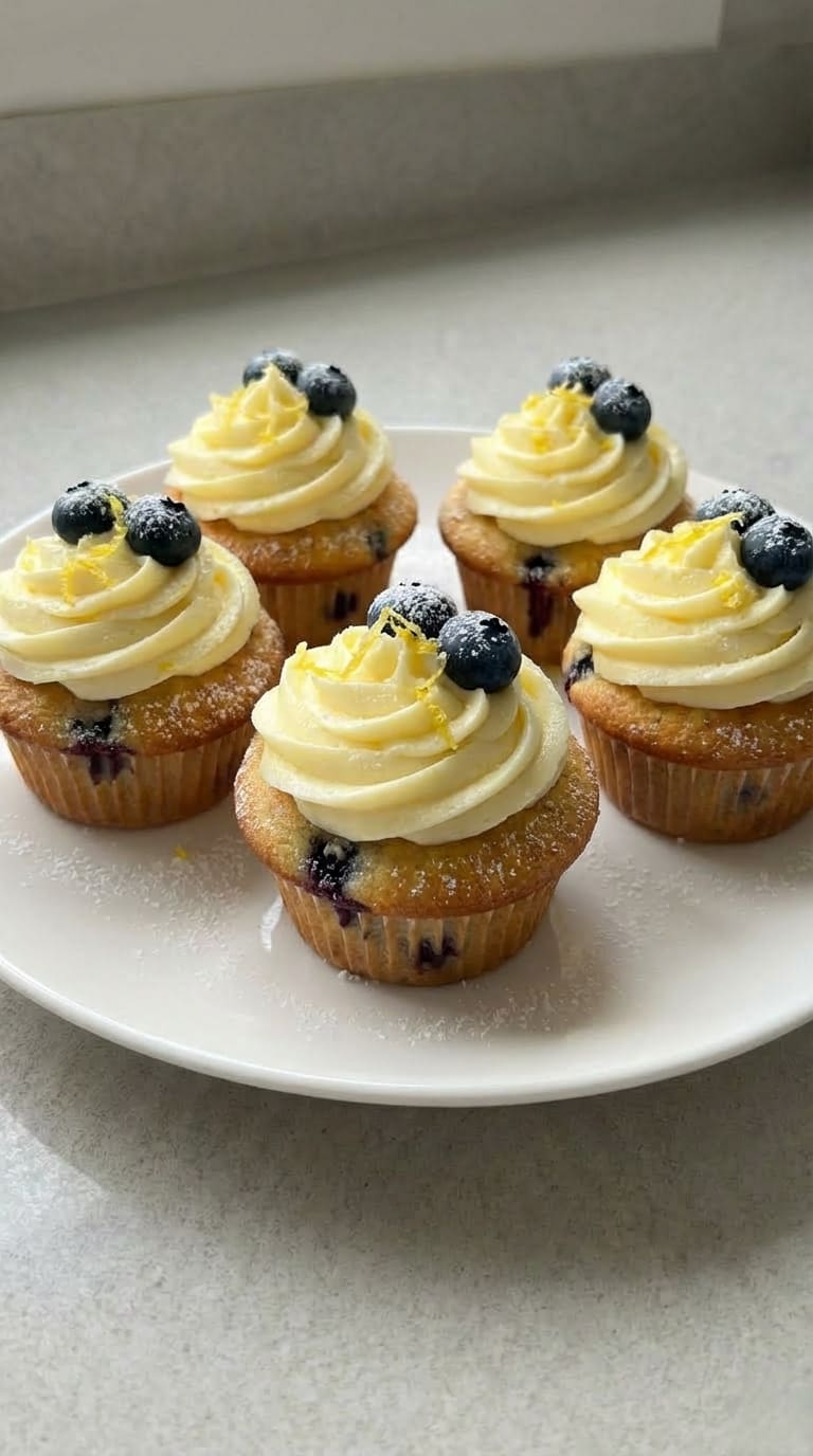 Bakery-Style Lemon Blueberry Cupcakes at Home