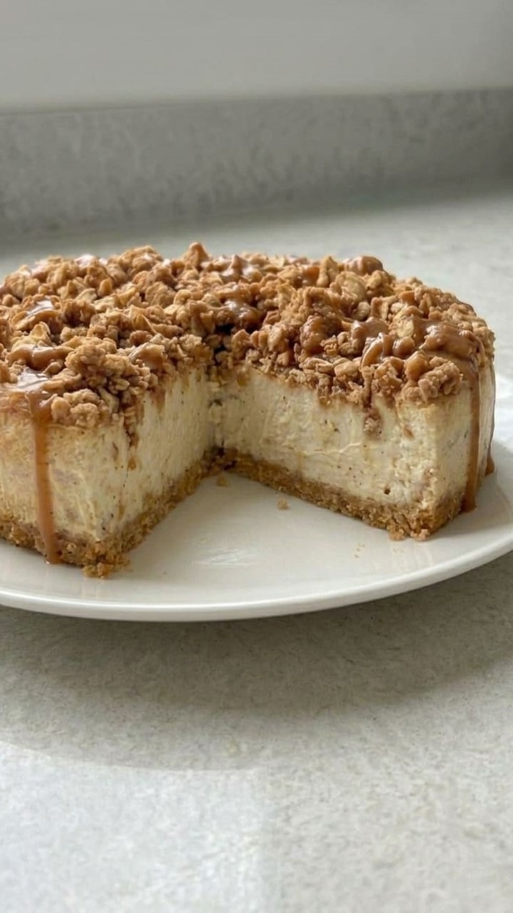 Apple Crumble Cheesecake That Combines Two Perfect Desserts