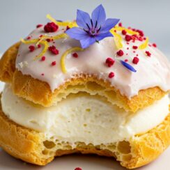 Classic French profiteroles with crisp choux buns, luscious vanilla ice cream, and rich chocolate sauce—an elegant, timeless dessert indulgence.