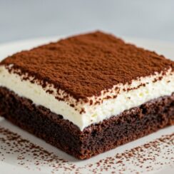 Tiramisu Brownie is the ultimate dessert mashup—rich, fudgy brownies layered with creamy mascarpone filling and a bold espresso kick. It combines the indulgence of classic brownies with the elegance of traditional tiramisu for a treat that’s decadent, flavorful, and unforgettable.
