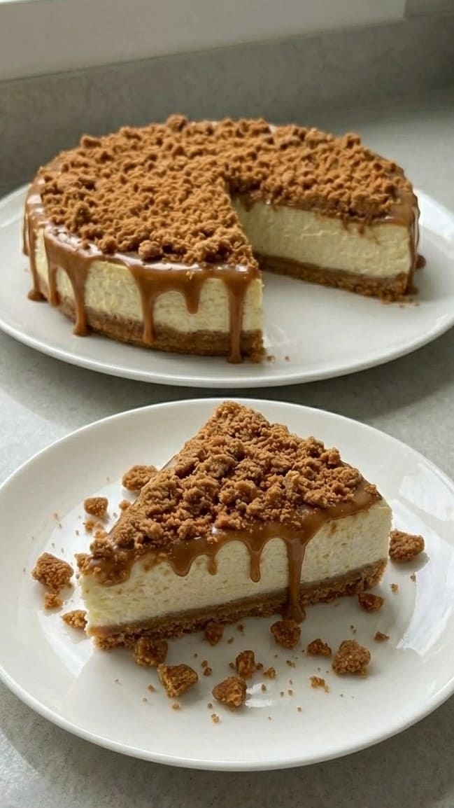 No Bake Biscoff Cheesecake – Creamy, Caramelized & Bakery Style