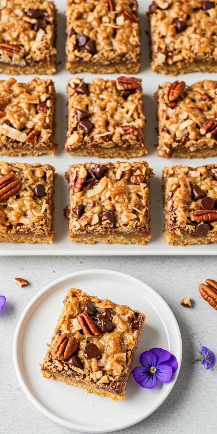 Hello Dolly Bars bring together a buttery graham cracker crust, gooey condensed milk, chocolate, coconut, and pecans for an irresistible, layered treat!