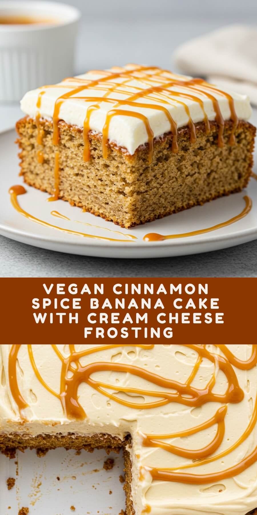 Vegan Cinnamon Spice Banana Cake with Cream Cheese Frosting