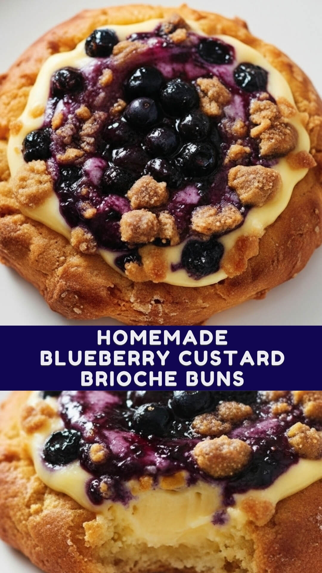 Vegan Blueberry Custard Brioche Buns