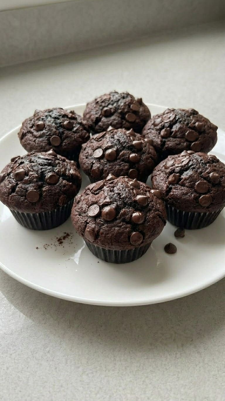 Easy Double Chocolate Chip Muffins (Bakery-Style!)