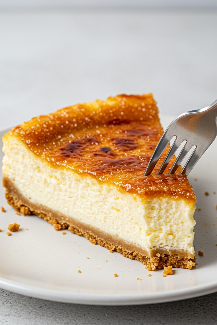 Easy Creme Brulee Cheesecake with Caramelized Sugar Top